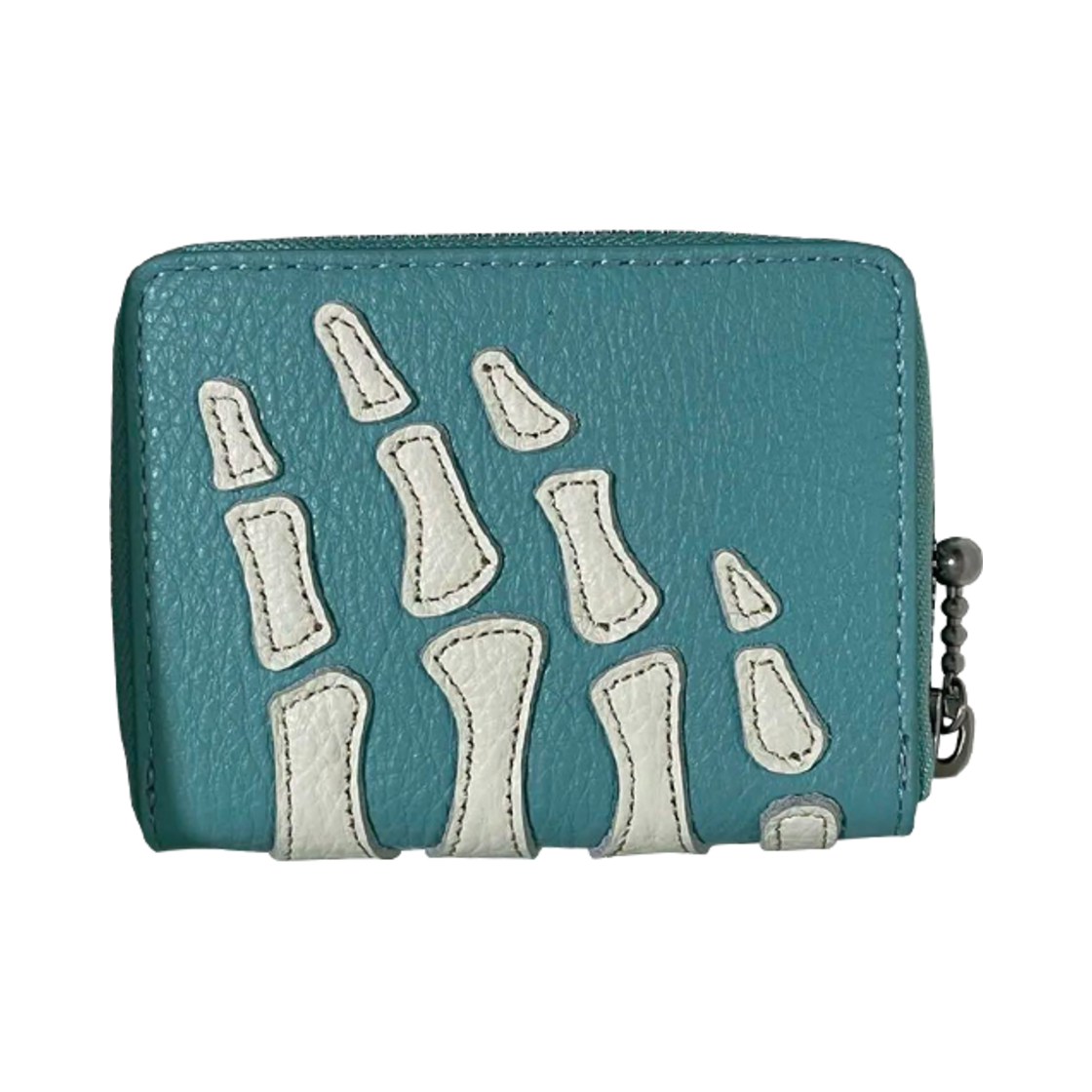 캐피탈 떰즈 업 본 핸드 집 미니 월렛 터콰이즈(Kapital Thumbs Up Bone Hand Zip Mini Wallet Turquoise)