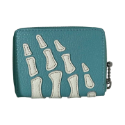 Kapital Thumbs Up Bone Hand Zip Mini Wallet Turquoise