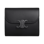 Celine Small Flap Wallet Triomphe in Shiny Calfskin Black