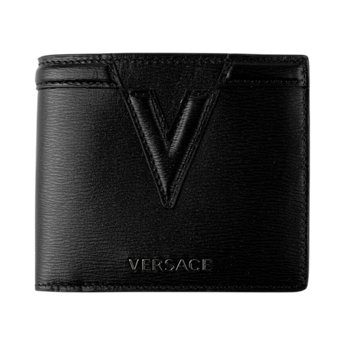 DPU6737-1A00593-1B00E Versace Cow Leather Bi-Fold Wallet Black
