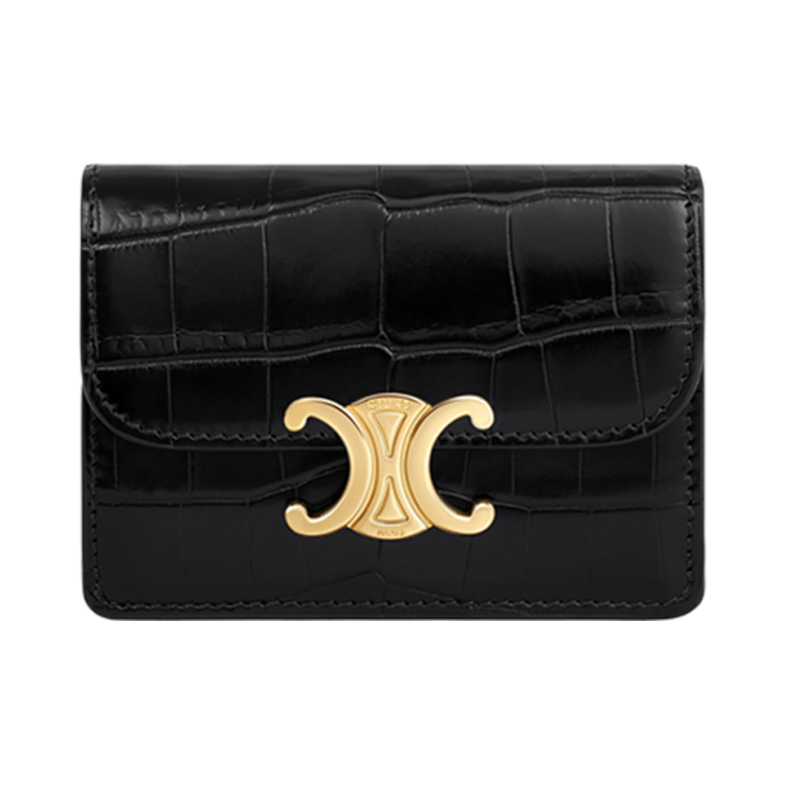 셀린느 카드 홀더 플랩 트리옹프 닐로티커스 크로커다일 블랙(Celine Card Holder with Flap Triomphe in Niloticus Crocodile Black) - 1