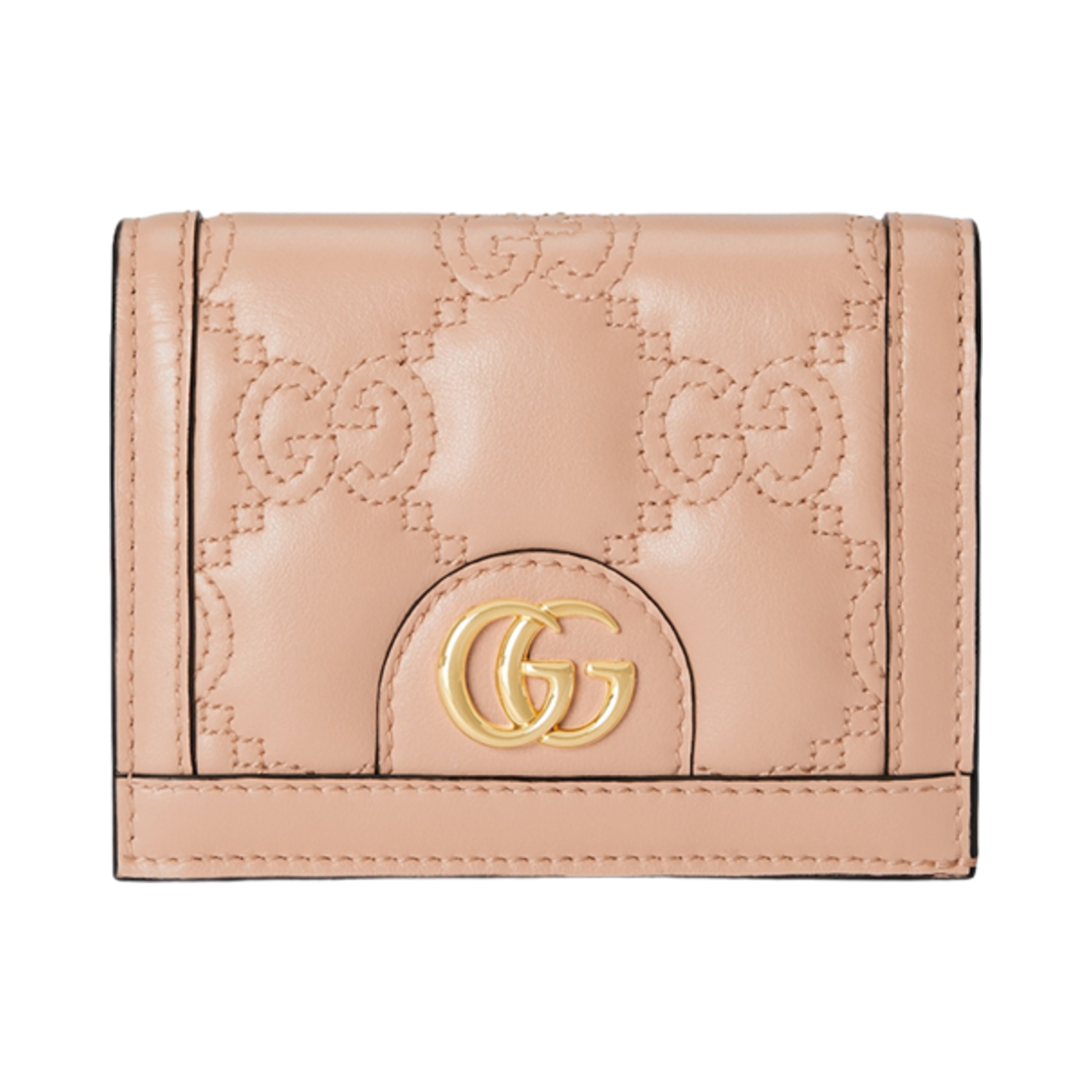 구찌 GG 마틀라세 카드 케이스 지갑 로즈 베이지 레더(Gucci GG Matelasse Card Case Wallet Rose Beige Leather) - 1