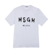 MSGM Cotton T-Shirt with Brushed Logo White