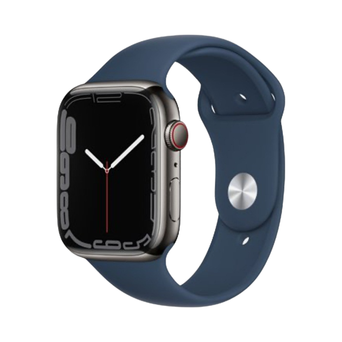 애플 워치 시리즈 7 45mm 셀룰러 그래파이트 스테인리스 스틸 케이스 스포츠 밴드 어비스 블루 (국내 정식 발매 제품)