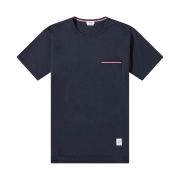 Thom Browne Medium Weight Jersey Tipped Pocket Crewneck T-Shirt Navy