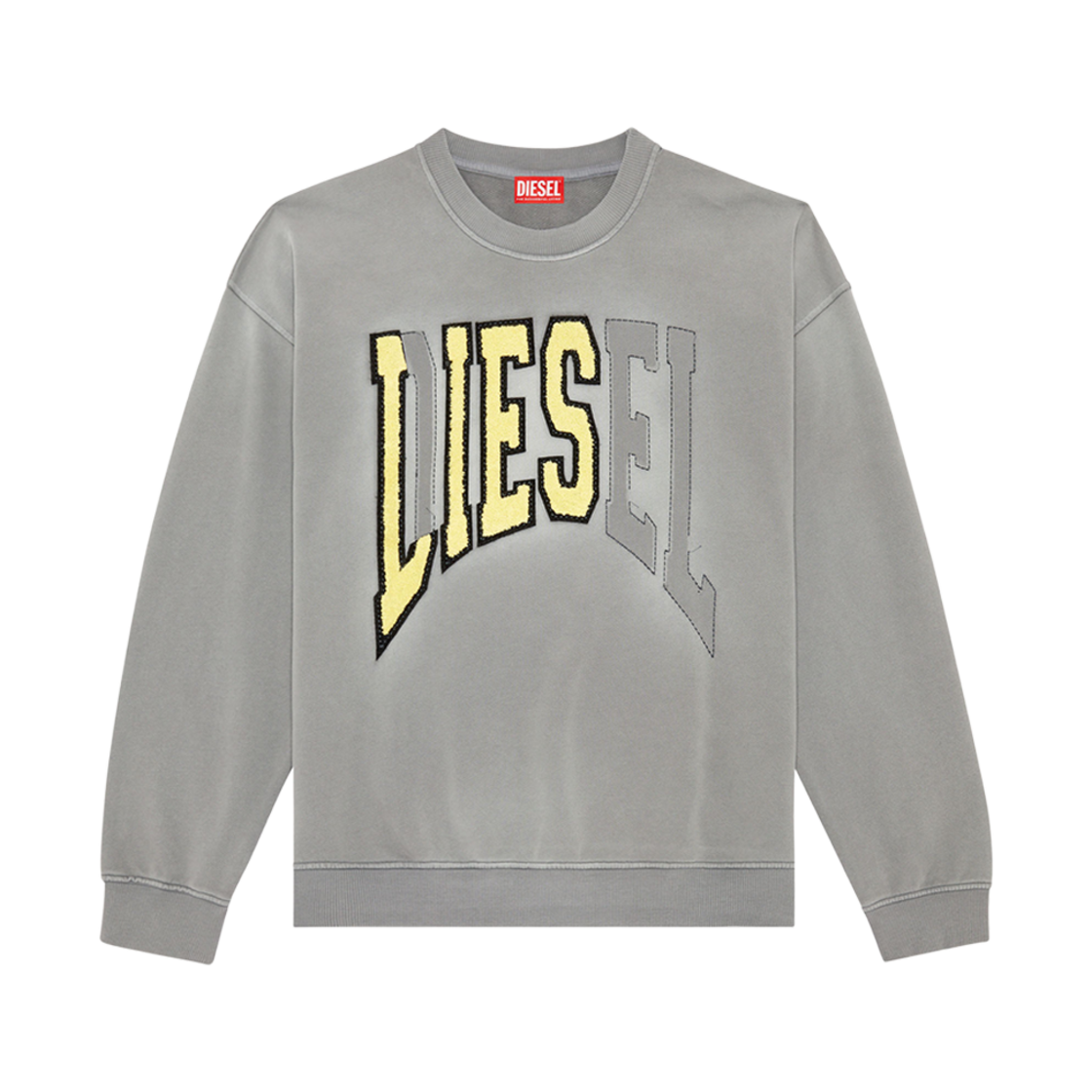 A121240EPAI-9BX Diesel S-Boxt-N6 College Sweatshirt With Lies Patches Grey