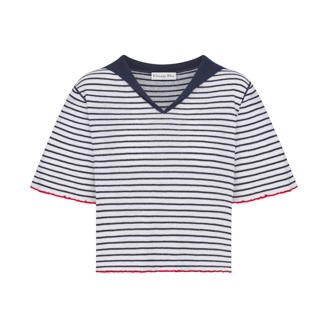 (W) 디올 리넨 캐시미어 앤 실크 립드 니트 마리니에르 모티프 디올리비에라 스웨터 화이트 네이비((W) Dior Linen Cashmere and Silk Ribbed Knit with Dior Mariniere Motif Dioriviera Sweater White Navy) - 2