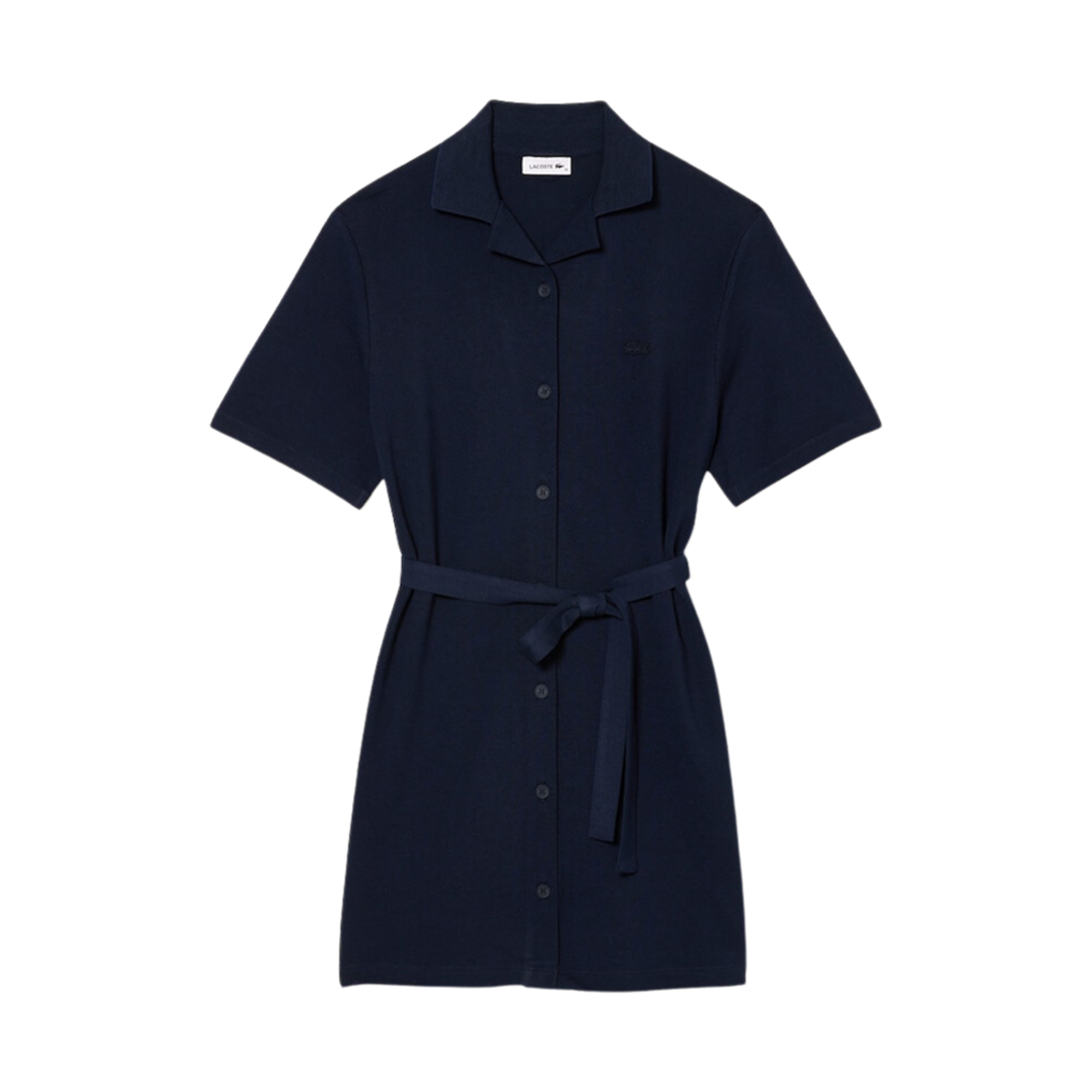(W) 라코스테 오픈 칼라 셔츠 드레스 네이비 블루((W) Lacoste Open Collar Shirt Dress Navy Blue) - 1