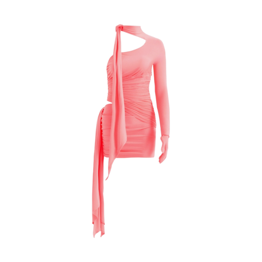 (W) H&M x Mugler Knot One Shoulder Dress Pink