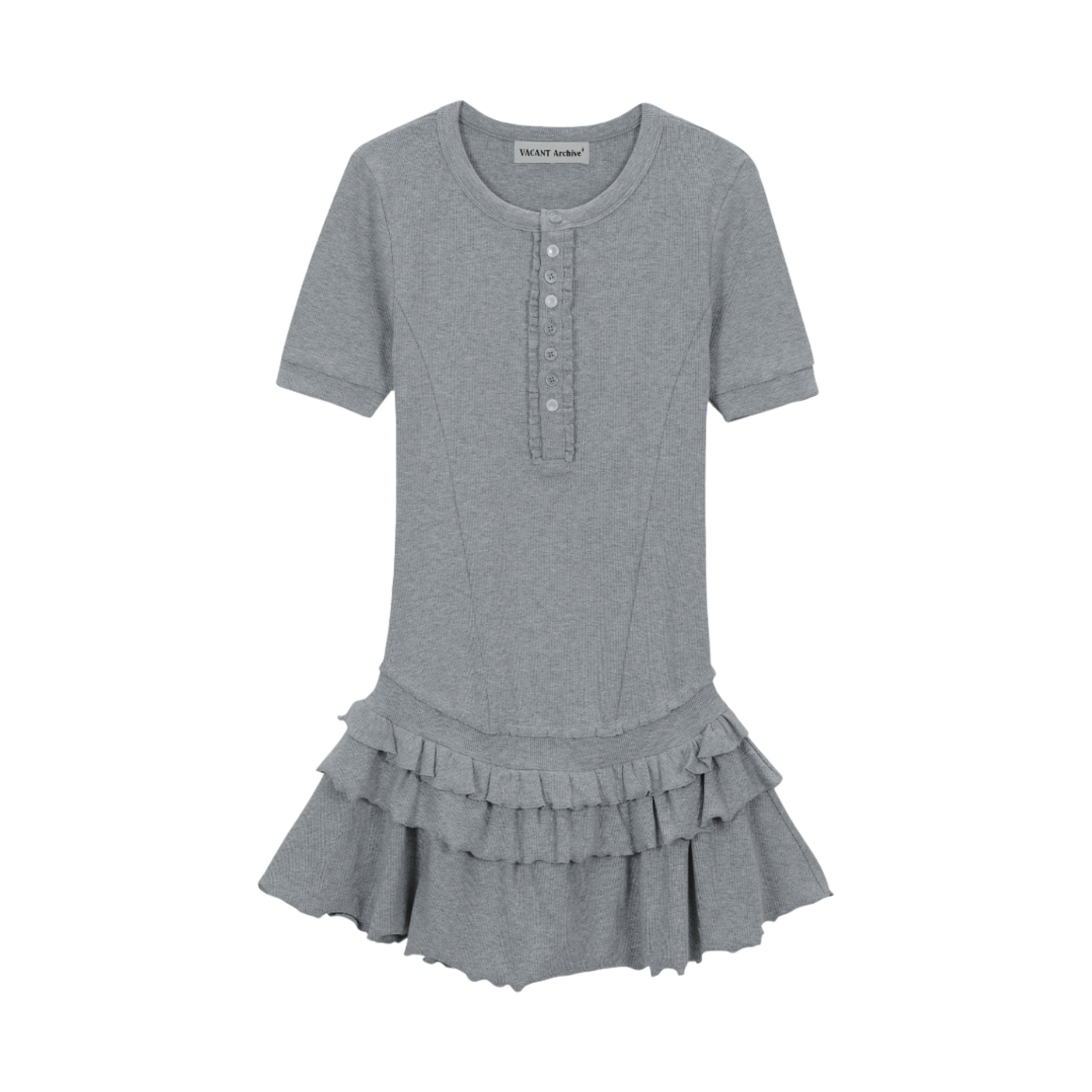 베이컨트 아카이브 포니아 프릴 레이어드 원피스 멜란지