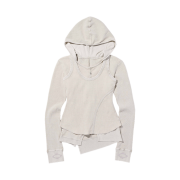 (W) Mischief Layered Waffle Hoodie Set Bleached Beige
