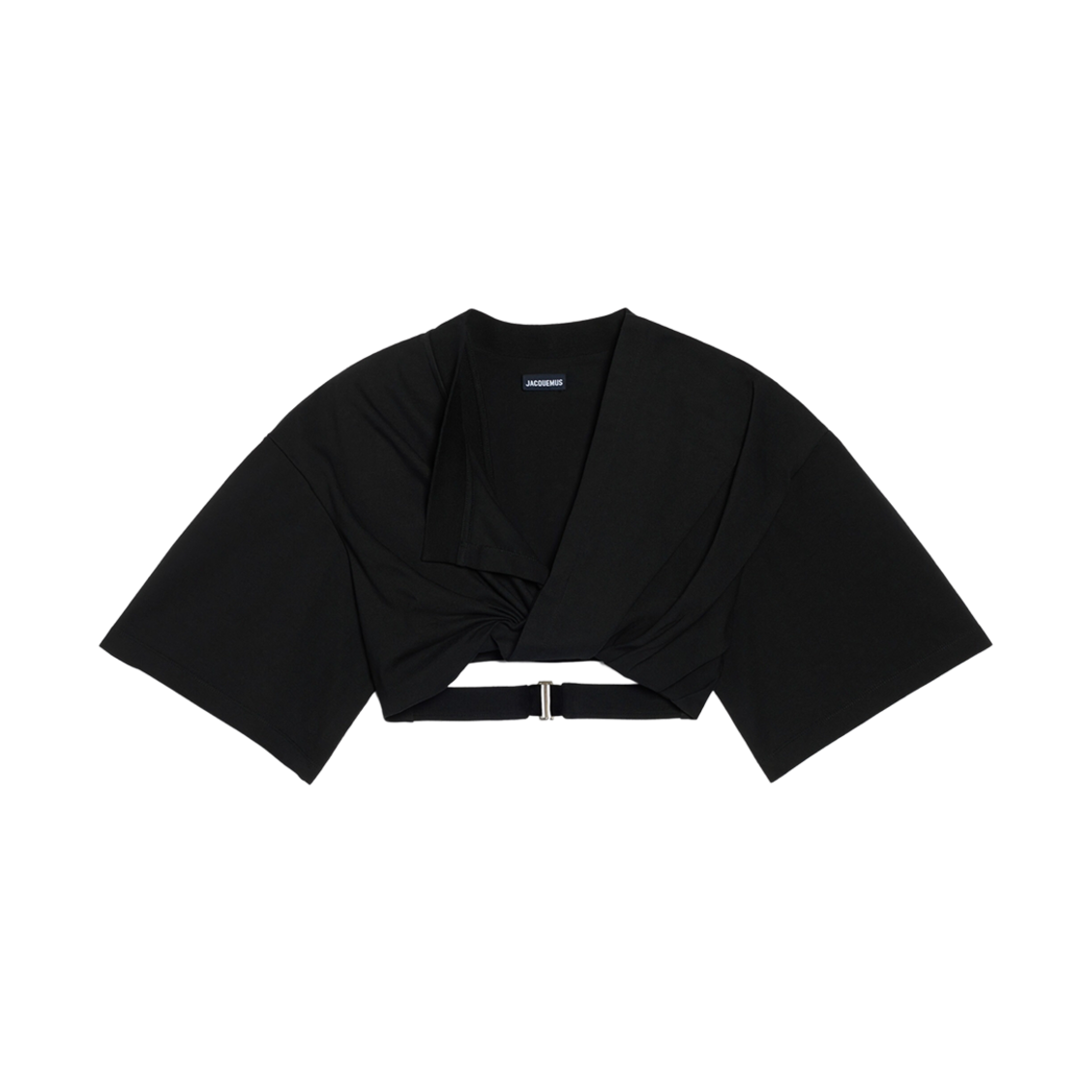(W) 자크뮈스 르 티셔츠 바이아 코트 트위스티드 티셔츠 블랙((W) Jacquemus Le T-Shirt Bahia Court Twisted T-Shirt Black) - 1