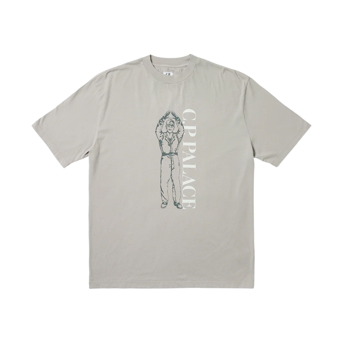 16CSTS013A005431O945 Palace x C.P. Company T-Shirt Grey - 23FW