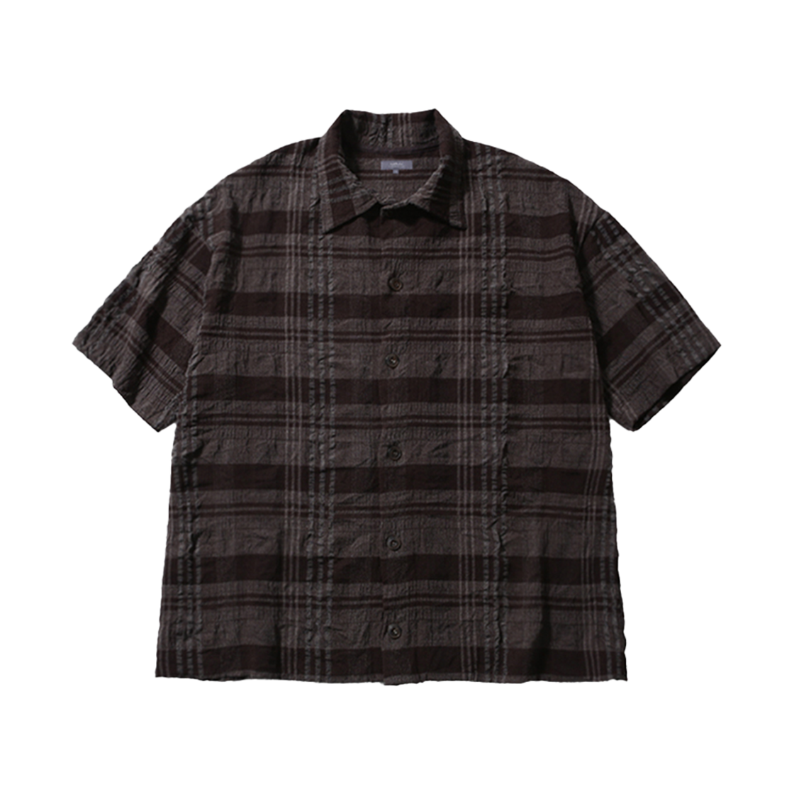 BAL068 Ballute Wrinkle Half Sleeve Collar Cardigan Brown Check