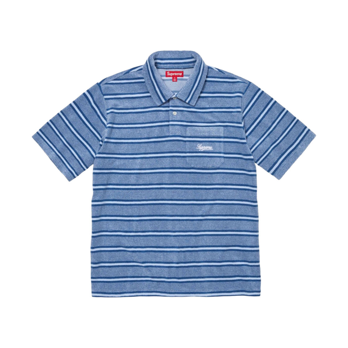 슈프림 스트라이프 테리 숏슬리브 폴로 로얄 - 24SS