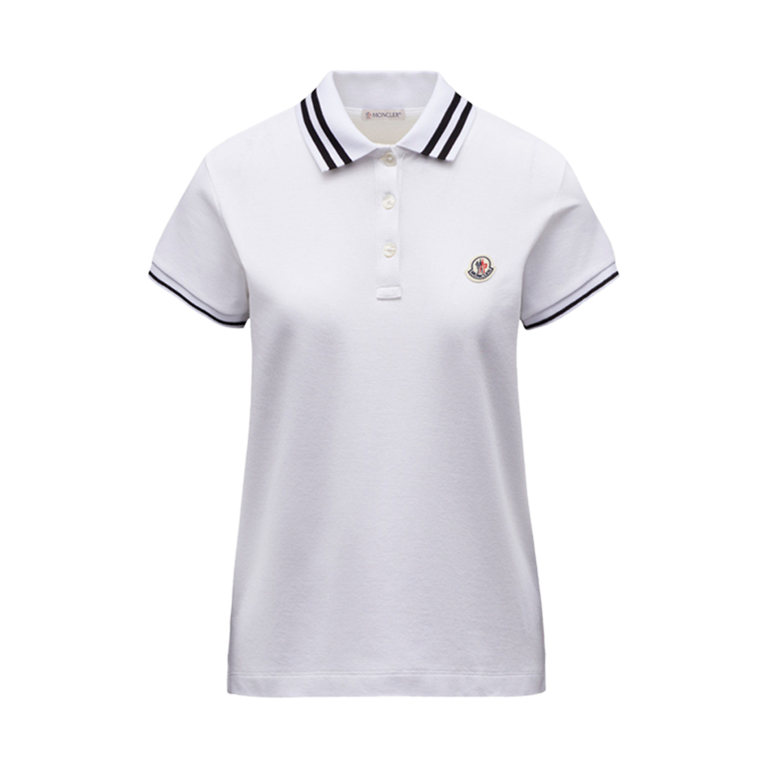 J1-093-8A00009-84720-001 (W) Moncler Logo Patch Polo Shirt Optical White - 24SS - 대표 이미지 #1