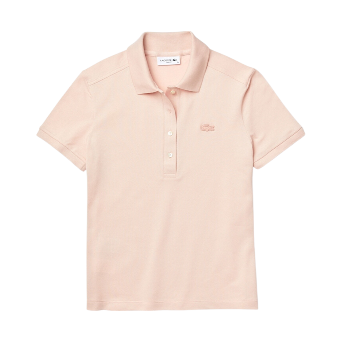 (W) 라코스테 4 버튼 슬림핏 폴로 셔츠 라이트 핑크((W) Lacoste 4 Button Slim-Fit Polo Shirt Light Pink) - 1