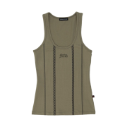 Darling You're Bad Women Lace Printed Sleeveless Tanned Khaki