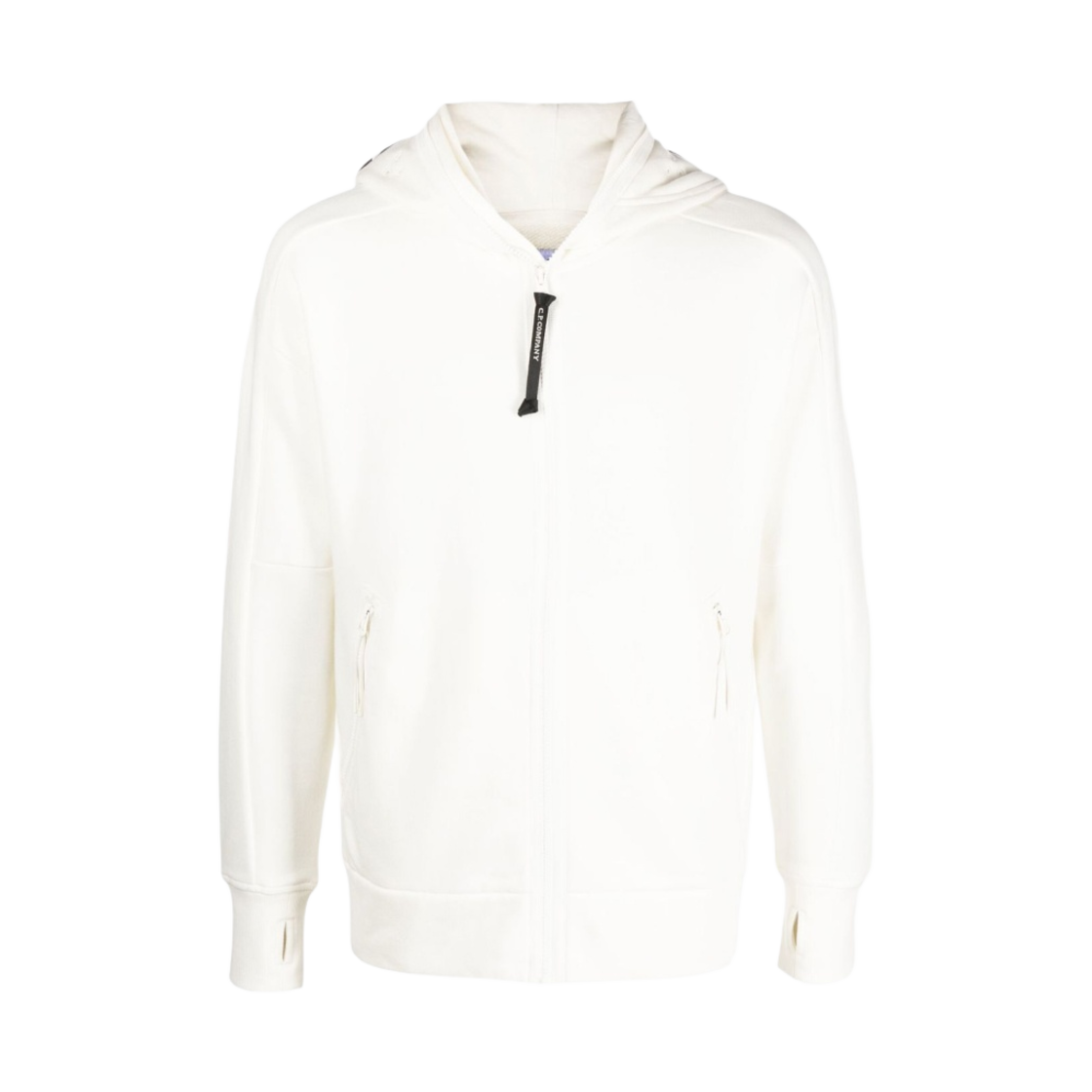 13CMSS062A005086W103 C.P. Company Diagonal Raised Fleece Zipped Goggle Hoodie Gauze White - 22FW - 대표 이미지 #1