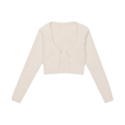 (W) Jacquemus La Maille Neve Manches Longues Fluffy Charm Logo Long Sleeve Cardigan Off White