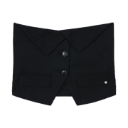 (W) Bohemian Seoul Folded Button Bustier Black