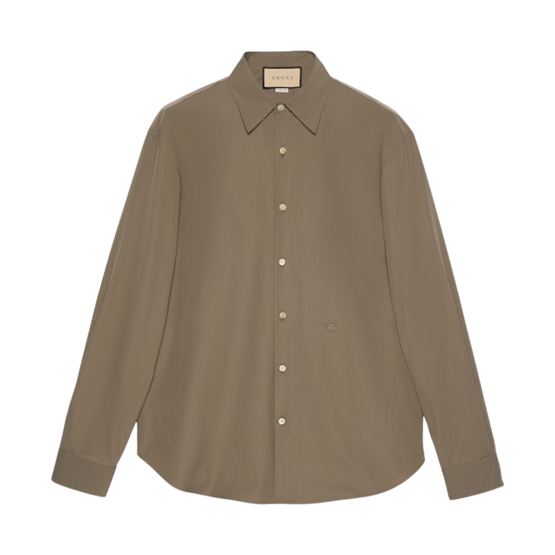 773811-ZAPQA-2422 Gucci Cotton Poplin Shirt with Embroidery Dark Green