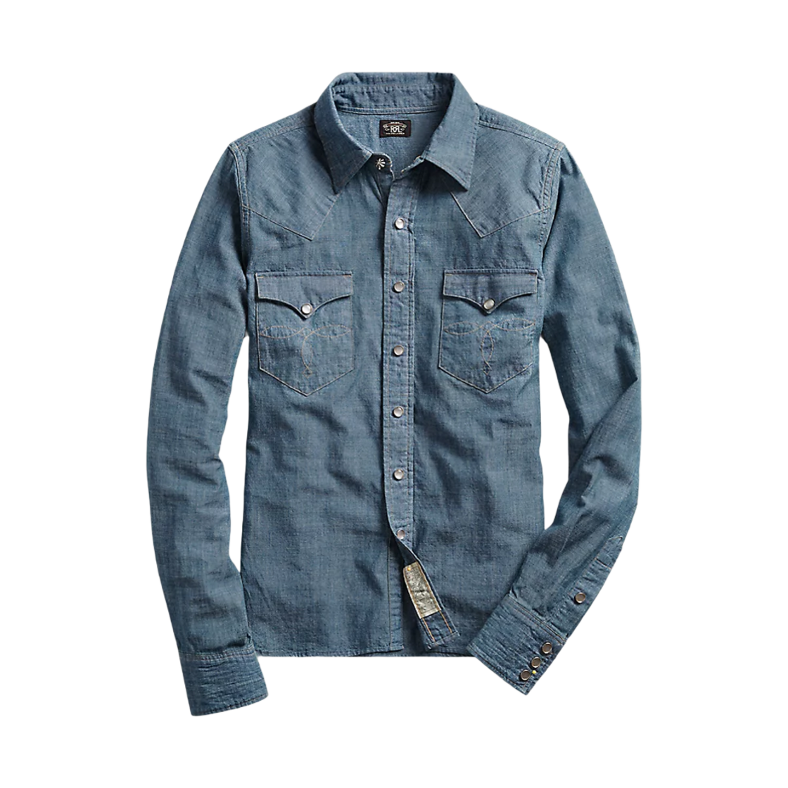(W) 더블알엘 인디고 샴브레이 웨스턴 셔츠 린스((W) Double RL Indigo Chambray Western Shirt Rinse) - 1