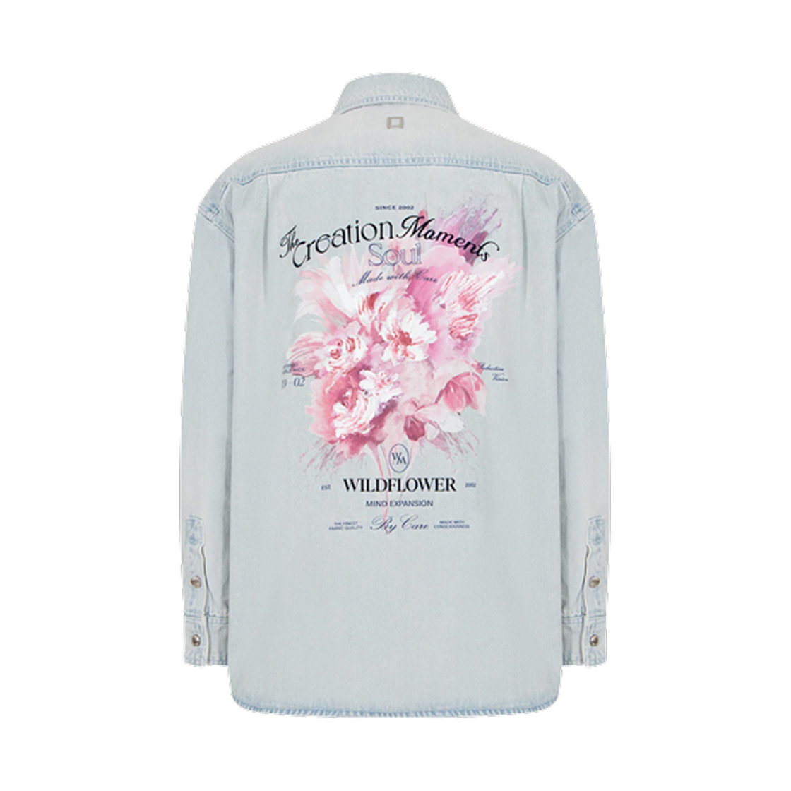 W251SH16982L Wooyoungmi Flower Back Logo Denim Shirt Blue - 25SS