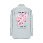 Wooyoungmi Flower Back Logo Denim Shirt Blue - 25SS