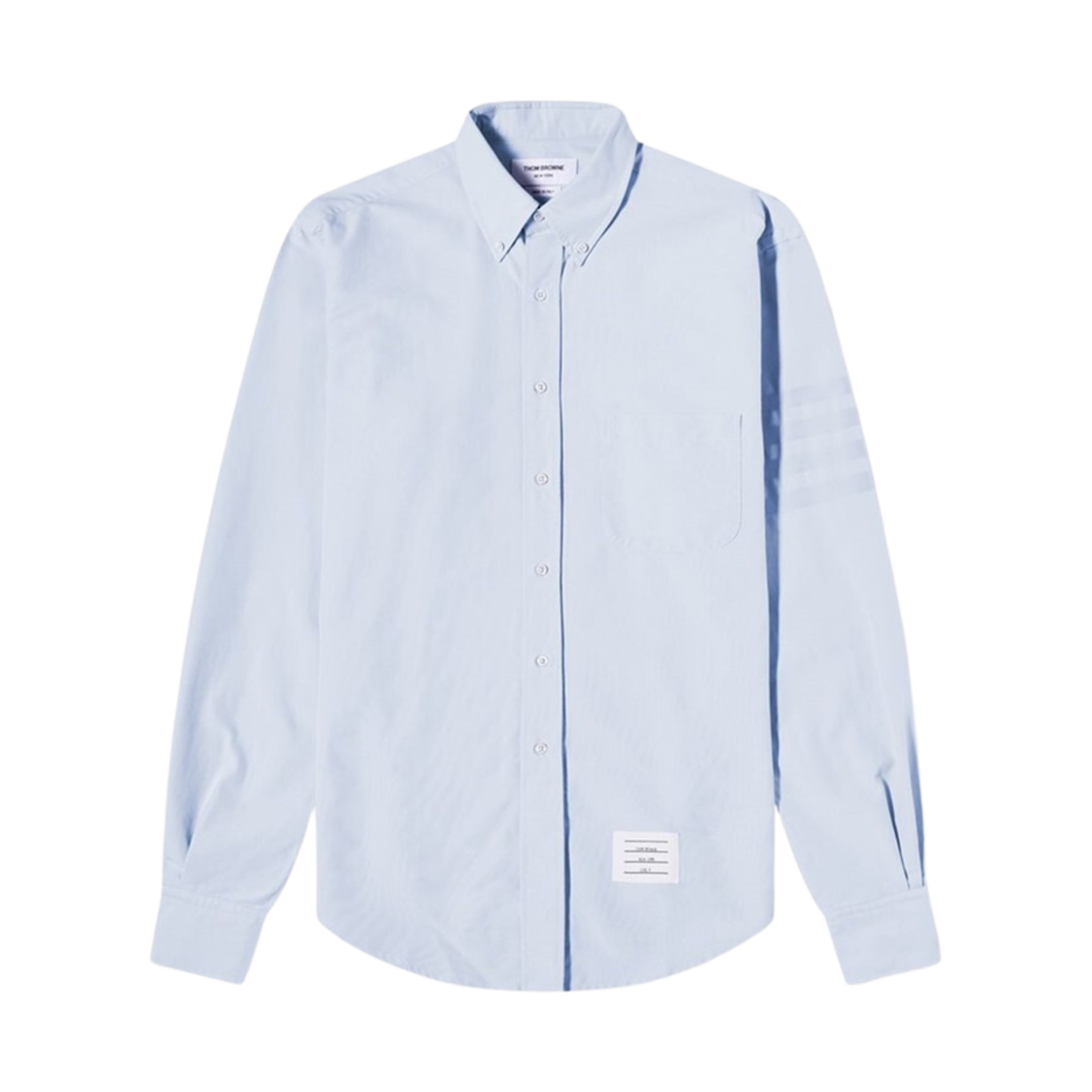 MWL001A-06496-480 Thom Browne 4-Bar Striped Cotton Oxford Shirt Light Blue