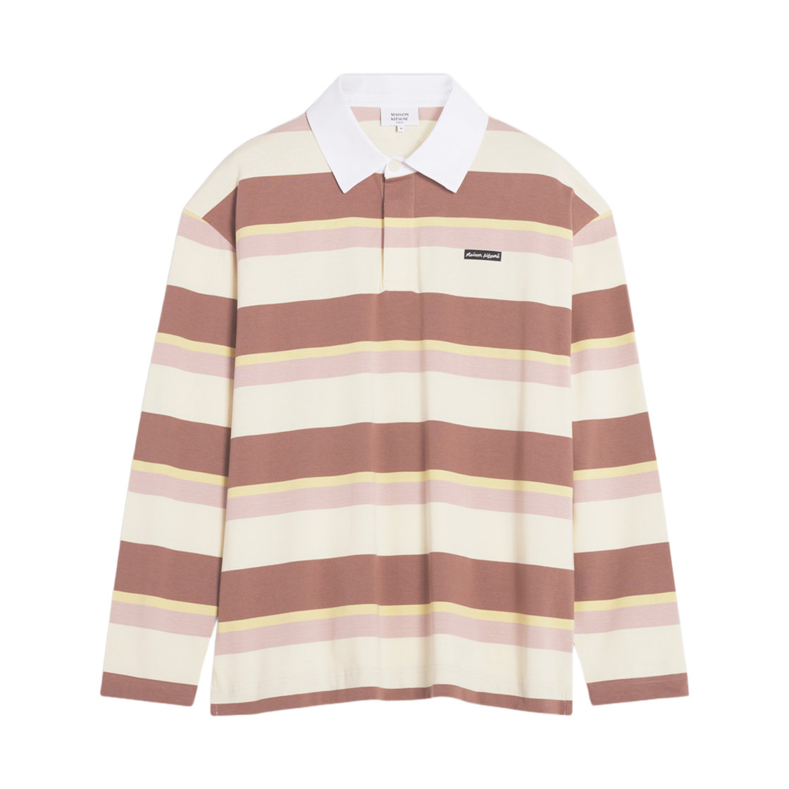 메종 키츠네 스트라이프 롱슬리브 오버사이즈 폴로 허니 브루넷(Maison Kitsune Striped L/S Oversize Polo Honey Brunette) - 1