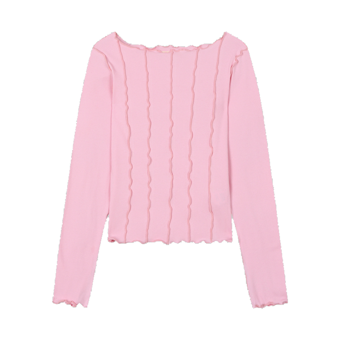 네이비 웨이브 슬림 스판 티셔츠 핑크(Neib Wave Slim Span T-shirt Pink)