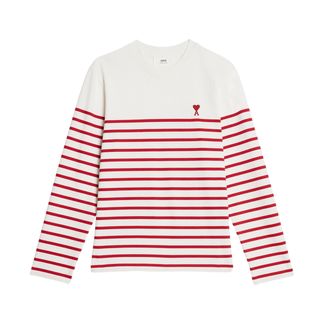 아미 스몰 하트 로고 마리니에르 내츄럴 화이트 스칼렛 레드(AMI de Coeur Mariniere Natural White Scarlet Red) - 1