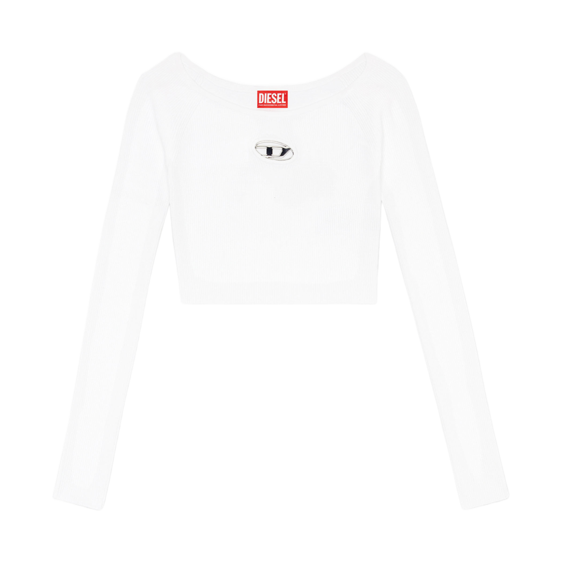 A141890DLA-X100 (W) Diesel M-Vera-Ls Off-The-Shoulder Top In Ribbed Knit White
