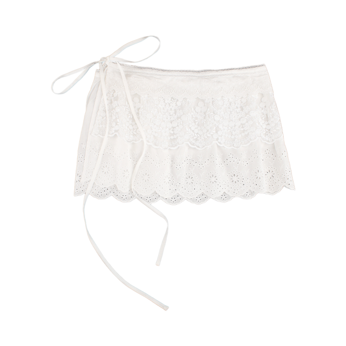 2024FWSKIRT01 Rubati Heidi Lace Mini Lap Apron White