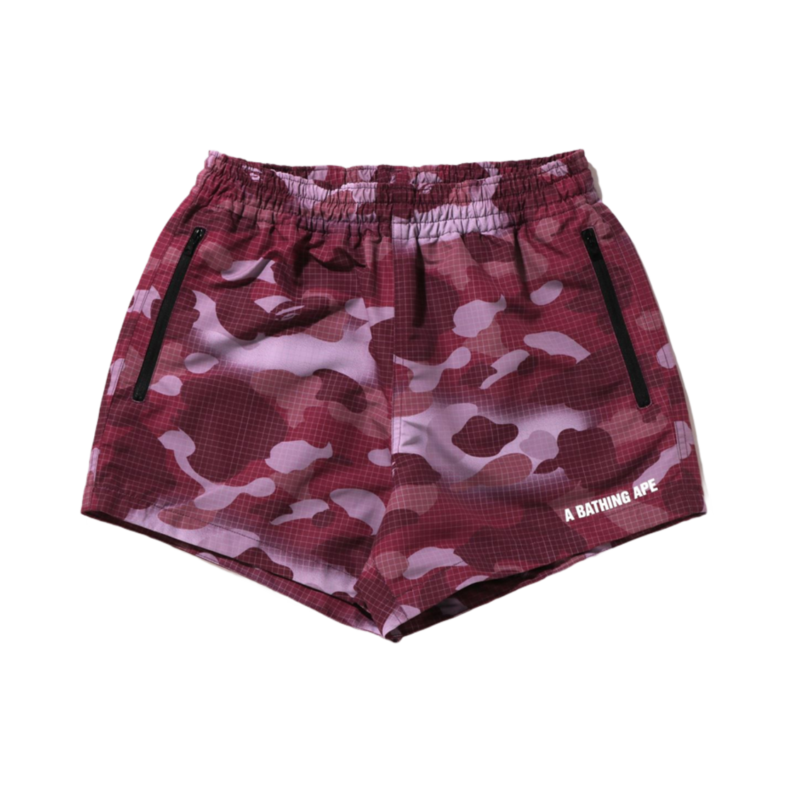 (W) 베이프 그리드 카모 쇼츠 브릭 레드((W) BAPE Grid Camo Shorts Brick Red) - 1