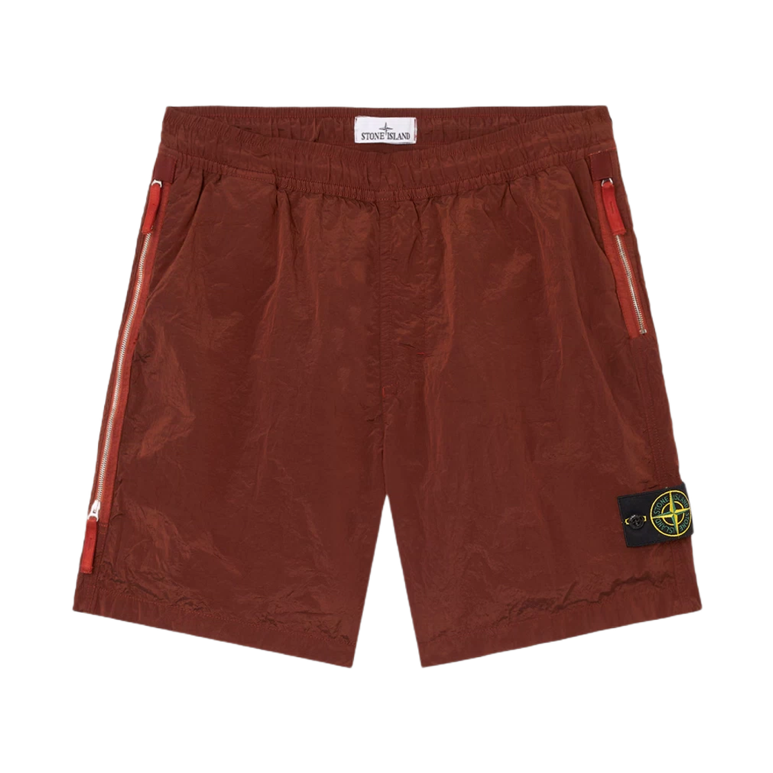 스톤 아일랜드 L100013 나일론 메탈 인 에코닐 레귤러 핏 버뮤다 쇼츠 더블 집 포켓 코퍼 - 25SS(Stone Island L100013 Nylon Metal in Econyl Regular Fit Bermuda Shorts with Double Zip Pockets Copper - 25SS) - 1