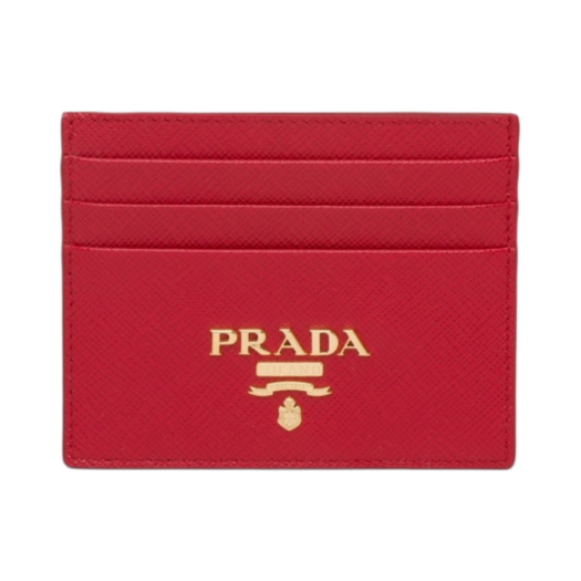 1MC025-QWA-F068Z Prada Saffiano Leather Card Holder Fiery Red