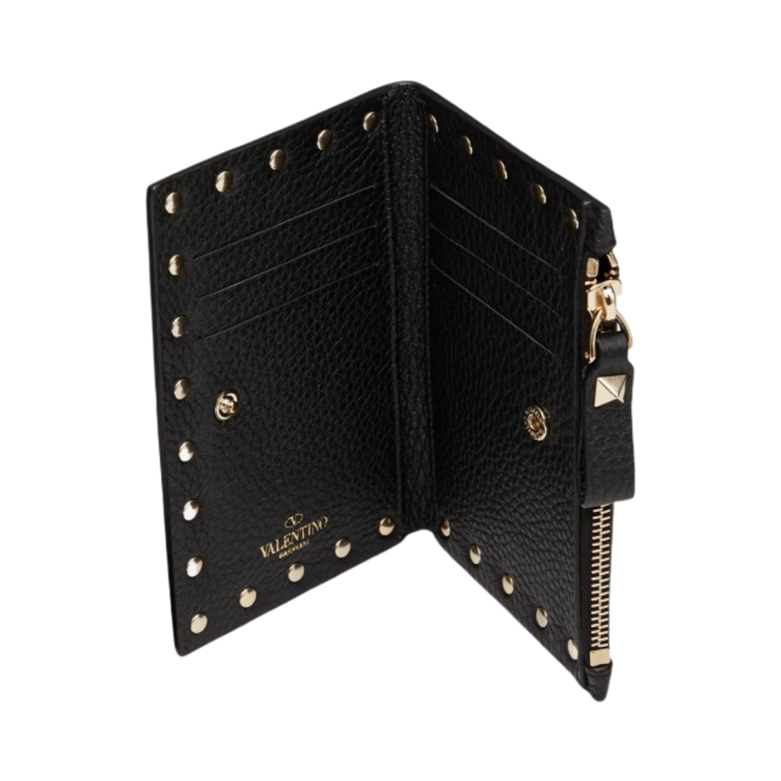 발렌티노 락스터드 그레이니 카프스킨 동전 지갑 & 카드 홀더 블랙(Valentino Rockstud Grainy Calfskin Coin Purse & Card Holder Black) - 2