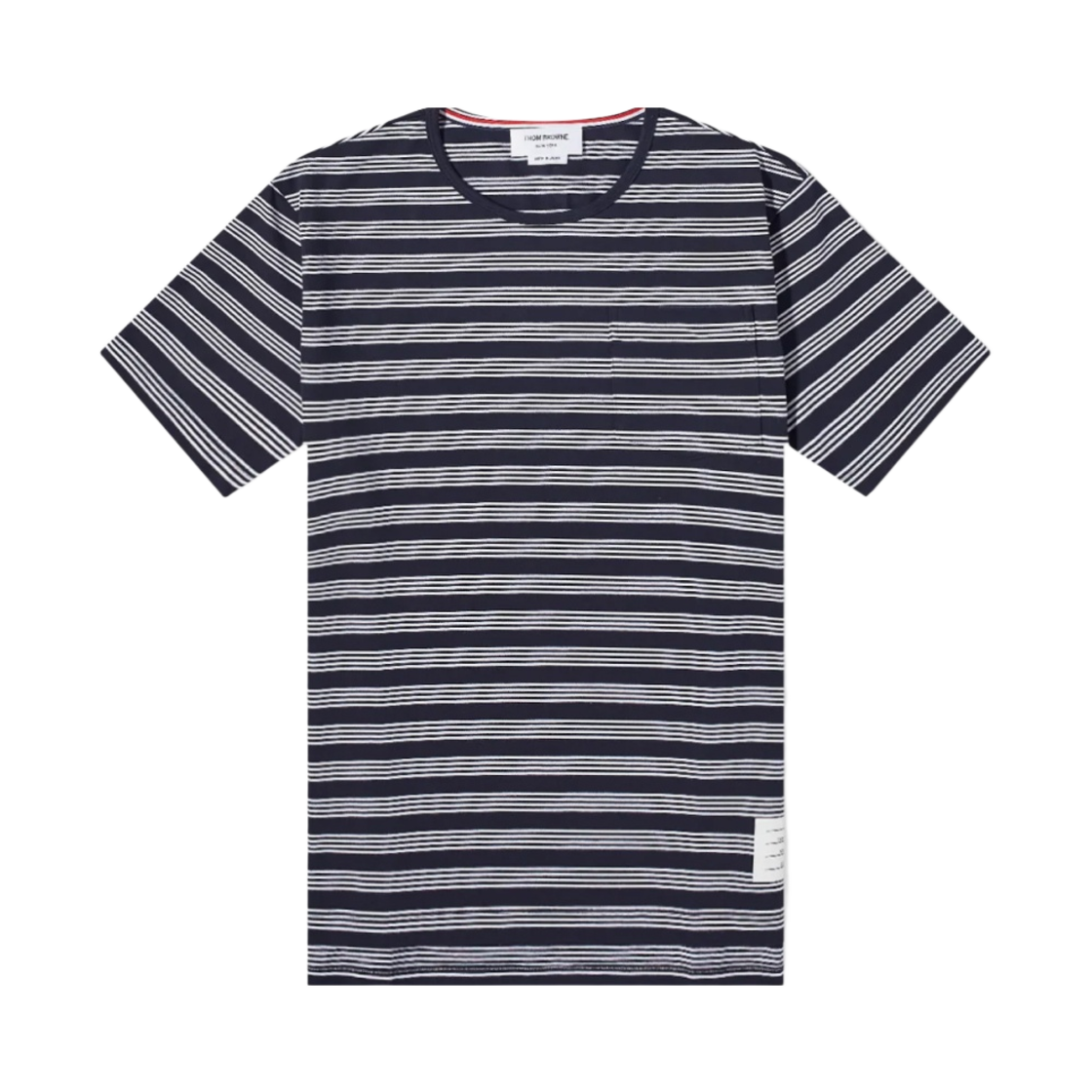 MJS165A-07998-415 Thom Browne Striped Jersey Pocket T-Shirt Navy