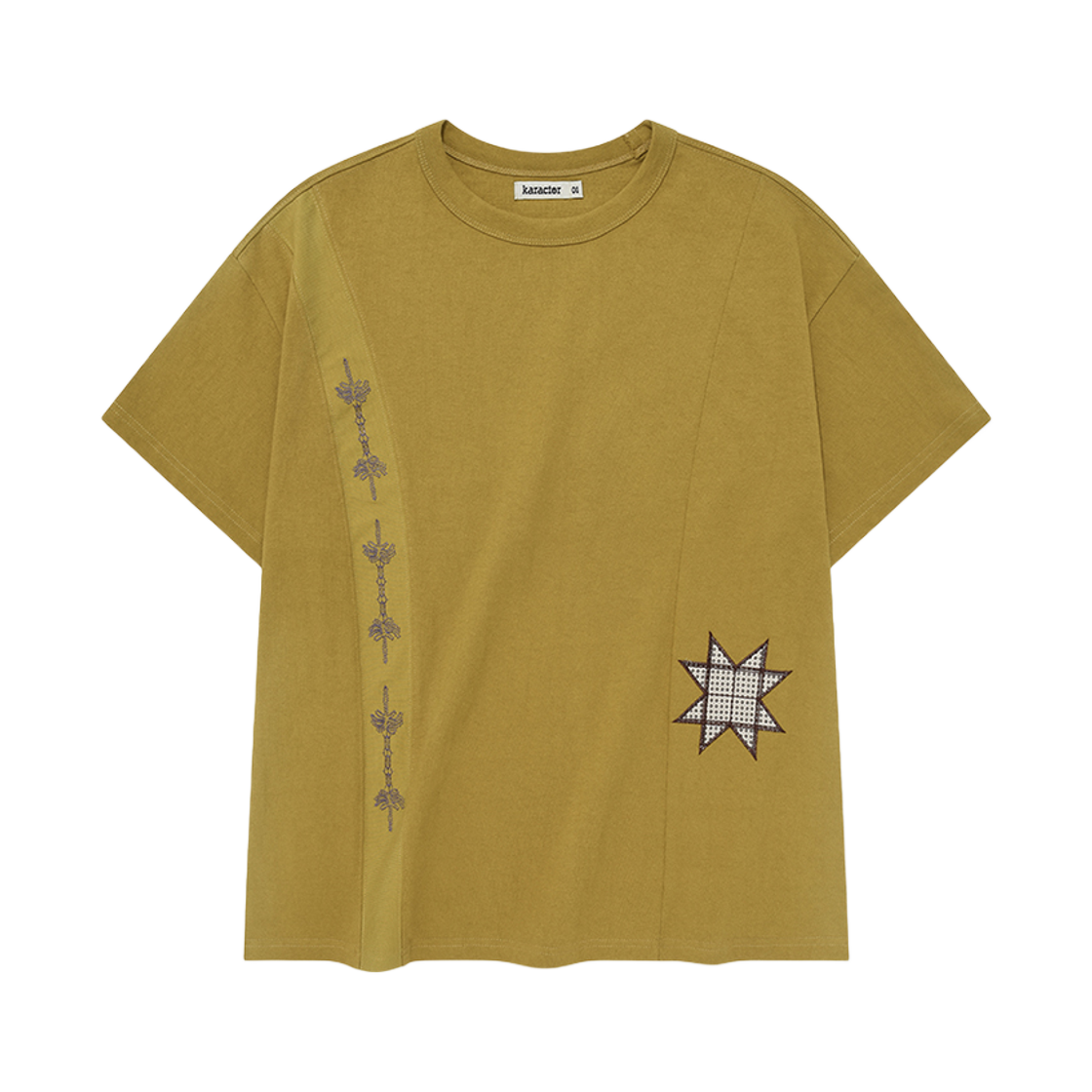 카락터 소잉 스터프 반팔 티셔츠 머스타드(Karactor Sewing Stuff Half T-Shirt Mustard)