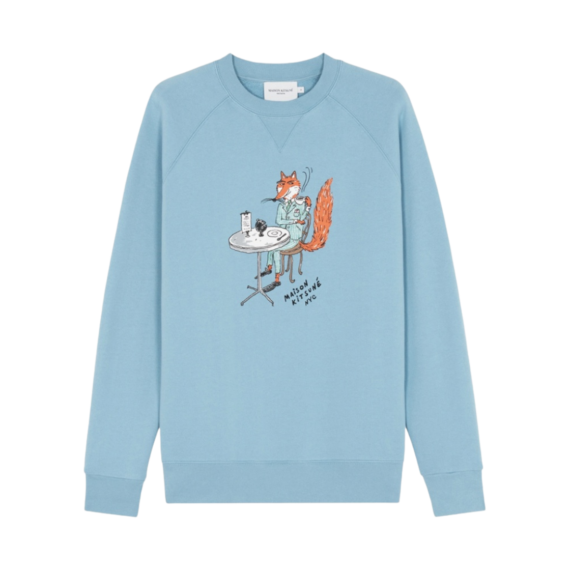 IM00347KM0001-P409 Maison Kitsune Oly Coffee Fox Classic Sweatshirt Baby Blue