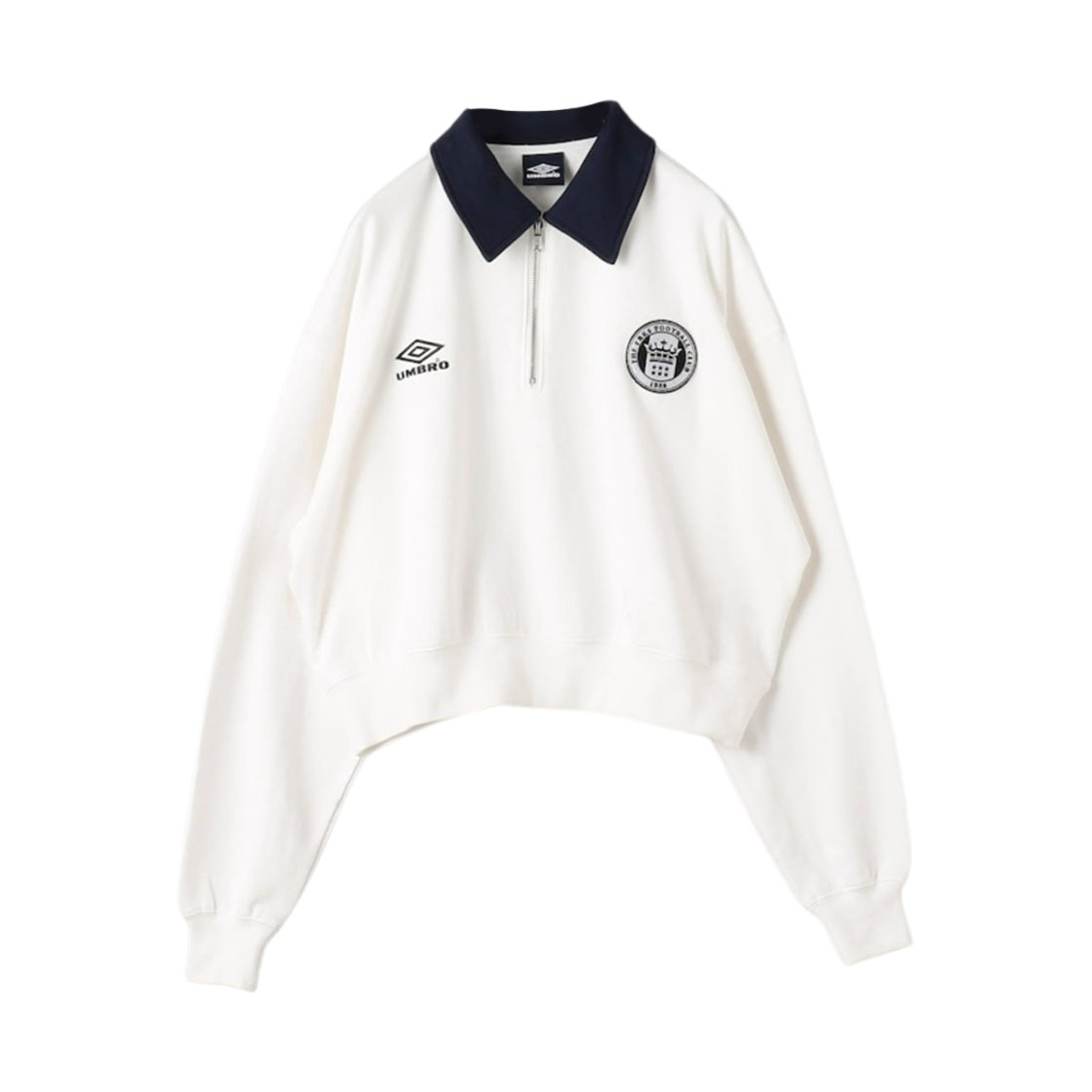 (W) 엄브로 x 프릭스 스토어 하프집 스웨트셔츠 오프 화이트((W) Umbro x Freak's Store Halfzip Sweatshirt Off White)