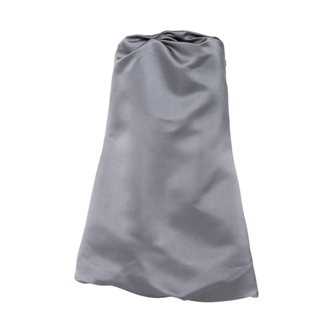(W) 프라다 스트랩리스 사틴 폰지 미니 드레스 아이언 그레이((W) Prada Strapless Satin and Ponge Mini Dress Iron Grey) - 1