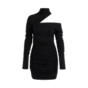 (W) H&M x Mugler Gathered One Shoulder Mini Dress Black