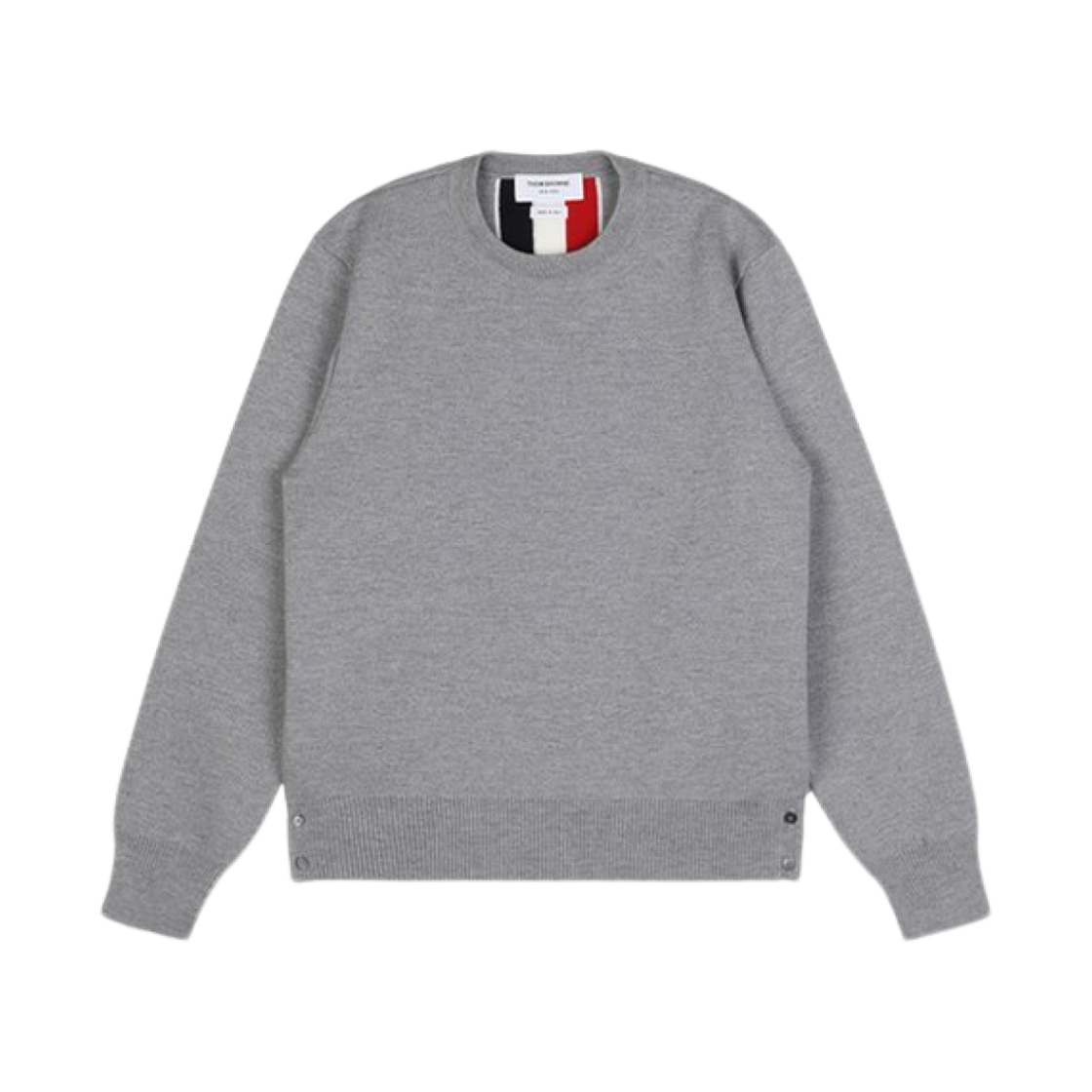 MKA345A-Y1002-055 Thom Browne Milano Stitch Centerback Striped Intarsia Pullover Crewneck Knit Light Grey
