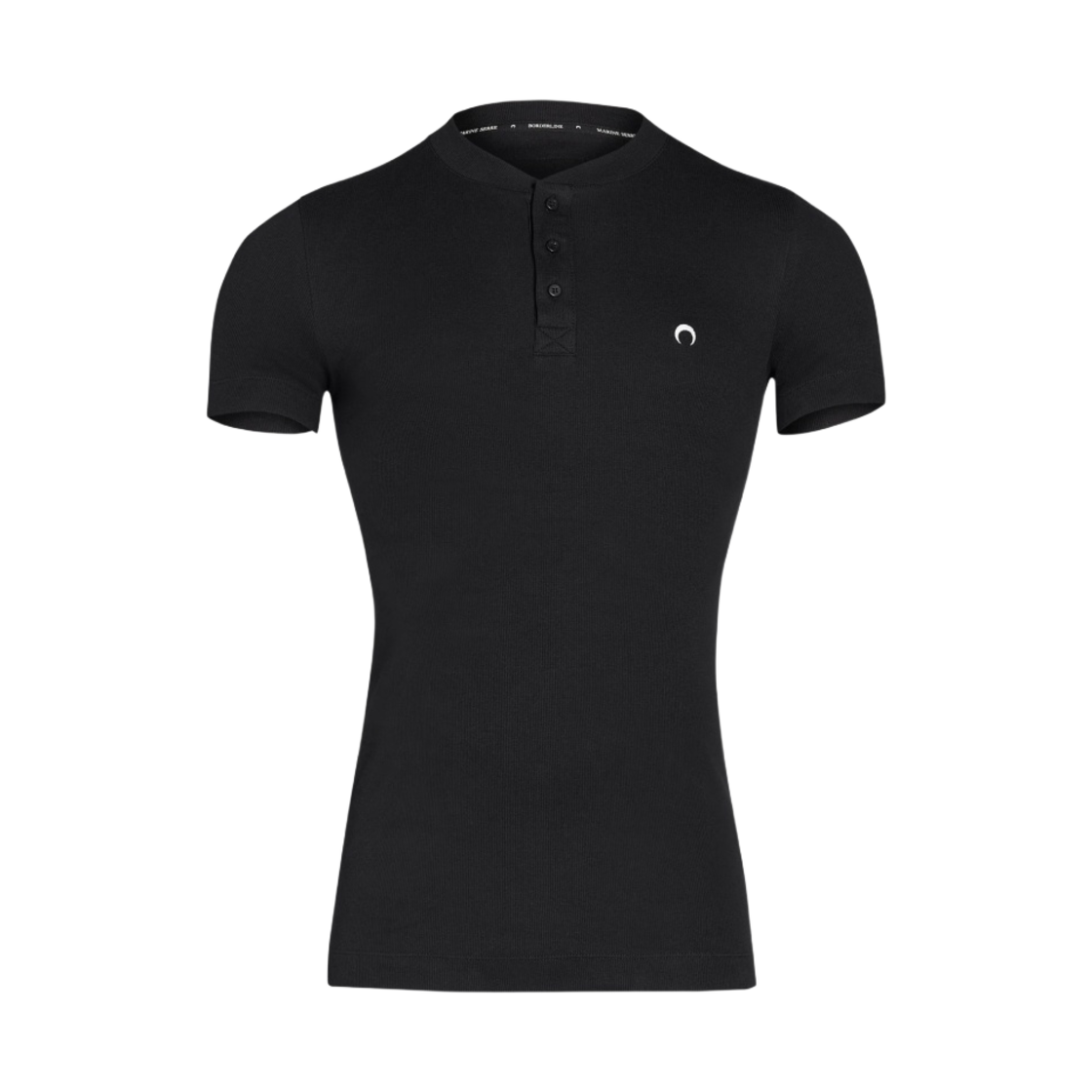 T364 Marine Serre Organic Cotton Button Up Henley Black