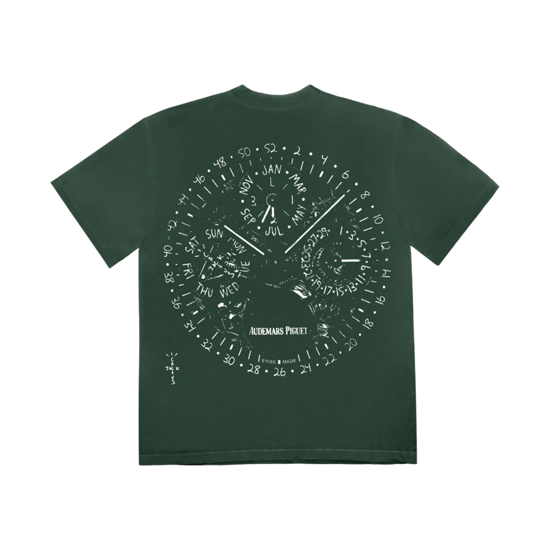트래비스 스캇 캑터스 잭 x 오데마 피게 워치 페이스 티셔츠 그린(Travis Scott Cactus Jack x Audemars Piguet Watch Face T-Shirt Green)