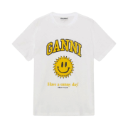 (W) Ganni Basic Cotton Jersey Sun T-Shirt Bright White