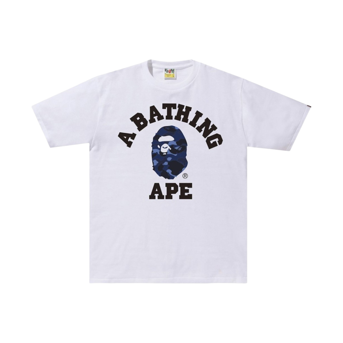 베이프 컬러 카모 컬리지 티셔츠 화이트 네이비(BAPE Color Camo College T-Shirt White Navy)